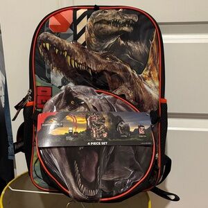 Universal Dinosaur Backpack with Red and Black Accents